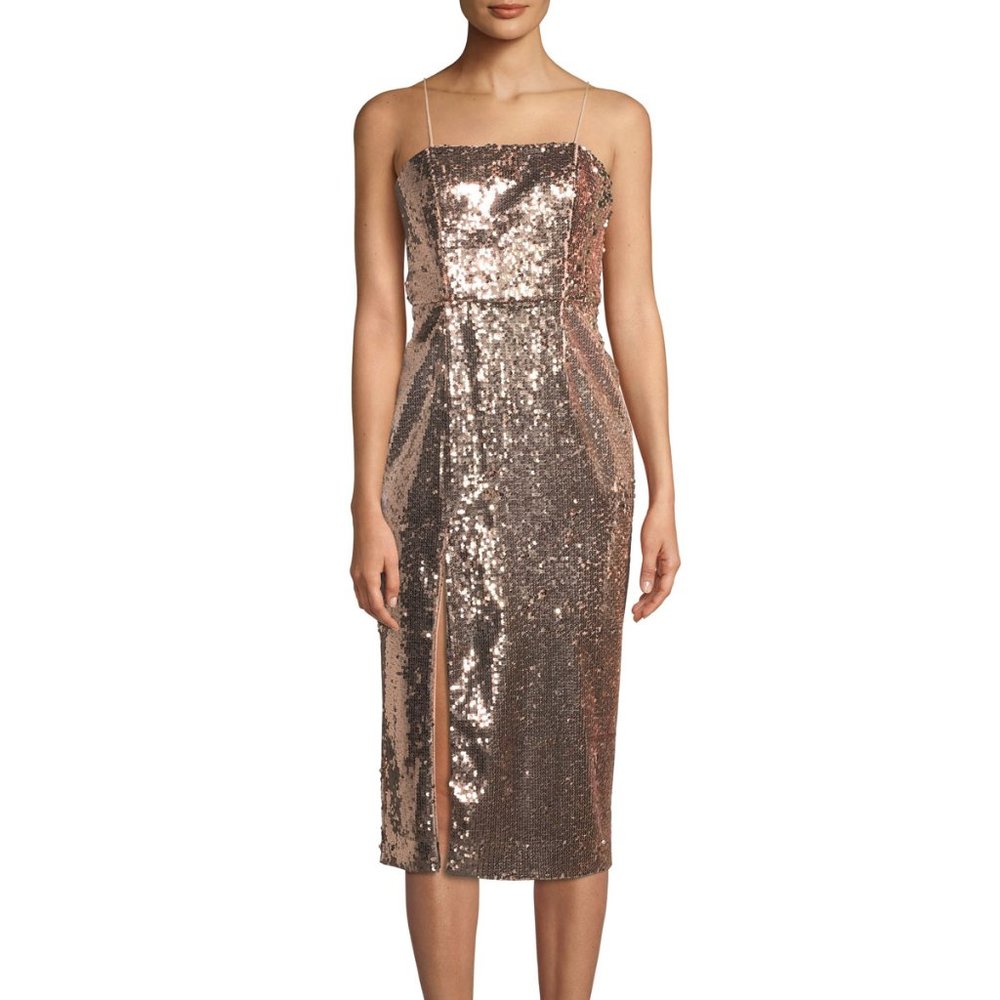 NWT Jay Godfrey Sequin Slip Cocktail Midi Dress w/ Slit